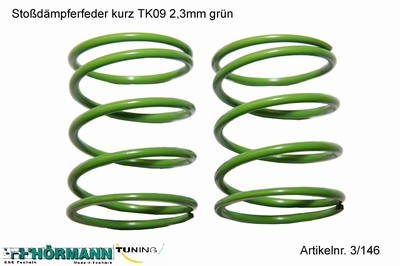 03/146 Shock absorber spring short 2,3 mm. green  2 Stuks