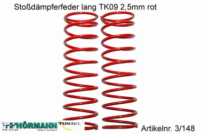 03/148 Shock absorber spring long 2,5 mm. red  2 Stuks